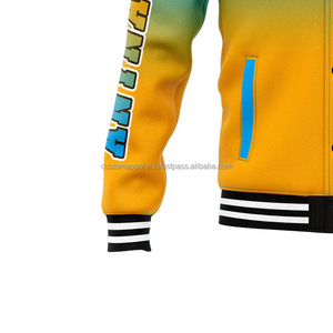 Veste varsity en cuir et laine sur mesure, style streetwear, avec broderies et patchwork haut de gamme pour les marques de mode - Product Image 6