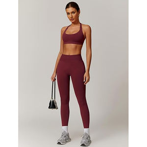 Ensembles de yoga réversibles durables 2 pièces Tissu respirant extensible dans les quatre sens Haut de sport Leggings Léger Écologique Entraînement - Product Image 2