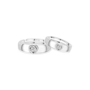 Bague de couple en argent 925 avec motif de cœur et diamants, bijou élégant - Product Image 3