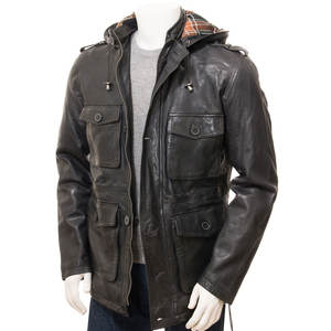 Veste en cuir pour homme de style urbain, haute qualité, durable, imperméable, respirante, coupe-vent, couleurs et tailles personnalisées pour l'hiver - Product Image 1