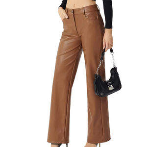 Pantalons en similicuir doux pour femmes, faciles à porter, design propre, pantalons en cuir tendance pour un usage décontracté, pour femmes - Product Image 5