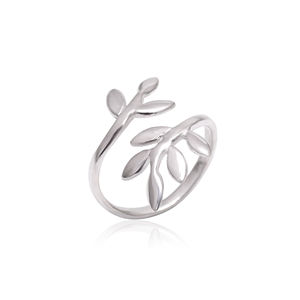 Anillos de Plata de Ley 925 con Diseño de Hoja Natural, Hechos a Mano, Plata Lisa, Joyería Informal Ligera, Regalo de Aniversario para Mujer - Product Image 2