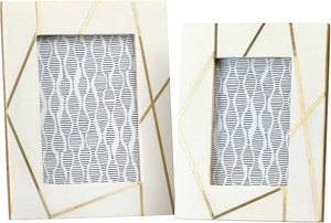 Cadre photo de table en os naturel incrusté, imperméable, fait à la main, pour la décoration du salon par Crescent Crafts - Product Image 2