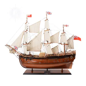 Amostra de artesanato de madeira, hms endeevur grande navio totalmente montado para decoração de casa e escritório