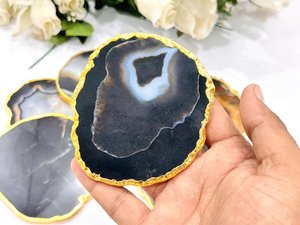 Premium Wood Resin <b>Coasters</b> Glossy Finish Eco-Friendly Classic Heavyweight Natural Drink Pads <b>Table</b> Protection Luxury Home Decor - Product Image 5