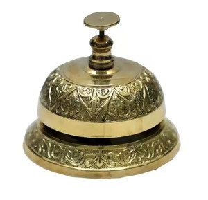 Cloche de bureau vintage faite à la main, cloche de table décorative en laiton, finition argentée antique, cloche de bureau pour hôtel, restaurant - Product Image 3