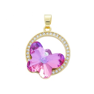 Dần dần thay đổi đầy màu sắc kim cương Charms Brass dát Zircon bướm mặt dây chuyền cho vòng cổ vòng đeo tay làm cho phụ nữ cô gái đồ trang sức - Product Image 1