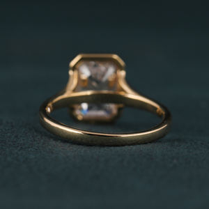 Esmeralda corte laboratorio crecido diamante bisel ajuste lujosa plata esterlina chapado en oro IGI certificado anillo de compromiso estilo de moda - Product Image 4