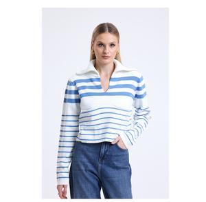 Suéter informal para mujer, cuello abierto, mangas rectas, punto acrílico largo, cuello en V, Jersey cálido a rayas, ropa cómoda para mujer - Product Image 1