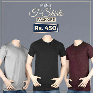 Paquete de 3 camisetas de cuello redondo para hombre - Product Image 1