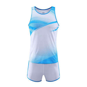Ropa de entrenamiento para correr profesional personalizada, conjuntos de uniformes de campo de atletismo de verano transpirables de talla grande con diseño impreso por transferencia de calor - Product Image 2