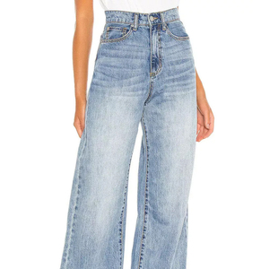 2026 vente en gros bas prix meilleur prix décontracté en gros femmes pantalons longs femmes ample jambe large Baggy jean pantalon OEM Service - Product Image 2