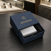 Boîte d'emballage coulissante personnalisée en carton rigide texturé bleu marine avec insert en mousse pour produits cosmétiques et cadeaux de mariage