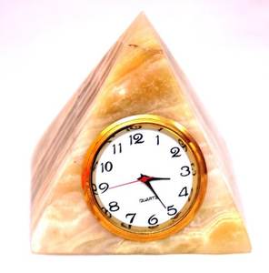 นาฬิกาทรงพีระมิดโอนิกซ์ทรงพีระมิด/ทรงสามเหลี่ยมนาฬิกาควอทซ์หินอ่อนสีเขียวตั้งโต๊ะ - Product Image 6