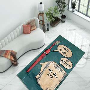 Comic Style Digital Print <b>Bathroom</b> Carpet, Humorous Cartoon Decor <b>Mat</b>,With Pile Soft Rug - Product Image 3