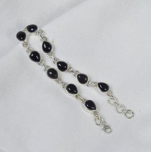 <b>Solid</b> 925 Sterling <b>Silver</b> Gorgeous Black Onyx Pear Shape Gemstone Handmade Fine <b>Silver</b> <b>Bracelet</b> Jewelry Sterling <b>Silver</b> Jewelry - Product Image 4