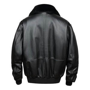 Chaquetas de Cuero para Hombre, Estilo Bomber, Casuales, Negras, Resistentes al Viento, Personalizadas, de Cuero Genuino, a la Moda - Product Image 4