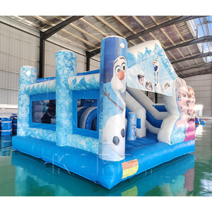 Castillo Inflable Comercial con Tobogán, de PVC Azul, para Niños, Alquiler para Fiestas, Brincolín Inflable - Product Image 1