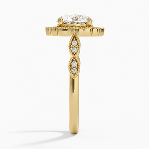 Classique 10K Or Laboratoire Cultivé Halo Anneau Brillant Centre Pierre Prong Réglage Bande À La Mode De Mariage Anniversaire Propositions Tenue De Fête - Product Image 3