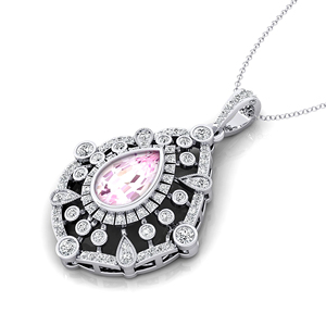 Oro sólido Natural morganita piedra preciosa única lágrima colgantes regalo de boda para mujeres OEM regalo del Día de San Valentín para la madre - Product Image 1