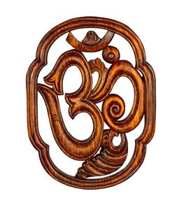 Om Yoga madera tallada a mano gran pared colgante arte escultura acentos decorativos Boho decoración del hogar - Product Image 3
