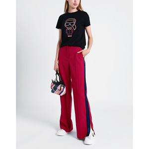 Pantalones de salón de pierna ancha teñidos con lazo sólidos ecológicos para yoga de ajuste regular de poliéster/algodón para mujer - Product Image 3