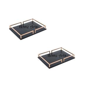 ชุดถาดเสิร์ฟอาหารบนโต๊ะดีไซน์โบราณมี2ขนาดที่แตกต่างกันถาดเสิร์ฟขนมที่ทำจากไม้และโลหะ - Product Image 5