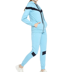 Conjunto de chándal Jogger de felpa de alta calidad, pantalones de chándal de dos piezas personalizados para mujer y conjunto de sudadera con cremallera recortada - Product Image 1