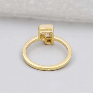 Gold P <b>Initial</b> <b>Ring</b> <b>with</b> Lab Grown Diamond - Product Image 3