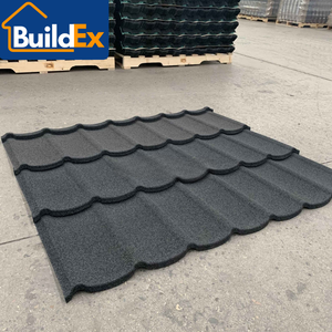 Precio al por mayor, teja metálica recubierta de piedra <span class=keywords><strong>Tudor</strong></span> gris oscuro, uso al aire libre, teja galvanizada para África, casa de autoconstrucción - Product Image 2