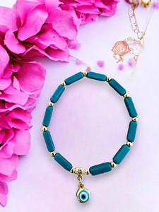 Bracelet en pierres perlées élastiques DAFNI - Fait main, cadeau unisexe pour la fête des mères et la Saint-Valentin, fabriqué à Istanbul, modèle 44 - Product Image 6