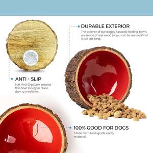 Prix de gros Premium bol pour chien avec écorce en bois extérieur haute qualité nourriture et eau bols pour animaux de compagnie s produits pour animaux de compagnie en bois - Product Image 2