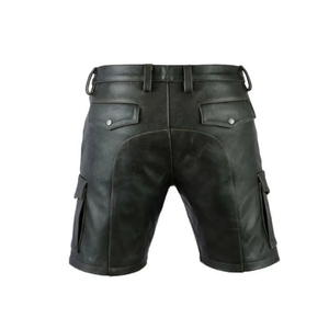 <b>Shorts</b> Drawstring-Closure Men's Brown <b>Leather</b> <b>Shorts</b> High-Waist Zipper-Fly Casual Style <b>Short</b> Length Solid Color - Product Image 3