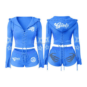 Ensemble deux pièces sexy en velours rose pour femme, haut court zippé et short au-dessus du genou, style décontracté personnalisé, haute qualité, collection hiver - Product Image 1