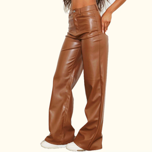 Vente en gros 2025 Pantalon en cuir pour femmes sur mesure Pantalon en cuir décontracté à taille moyenne en dentelle pour l'hiver Plat OEM disponible - Product Image 6