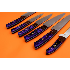 Vente chaude ensemble de couteaux de cuisine écologiques professionnels 5 pièces couteau de Chef en acier damas manche en palissandre Logo personnalisé Minimum - Product Image 6