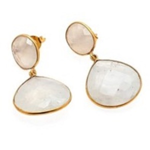 Piedra lunar de arcoíris, Gema de tuerca de plata de ley 925, pendientes de forma redonda y pera, novedad - Product Image 1