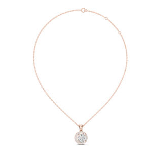 <b>Delicate</b> Gold Round Lab Grown Diamond <b>Necklace</b> with Trendy 14K/18K Design for Weddings and Gifts - Product Image 2