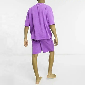 Conjunto de dos piezas de algodón 100% lavado con ácido Vintage Unisex, ropa de calle para hombre, camiseta y pantalones cortos, chándal de verano de talla grande personalizado - Product Image 3