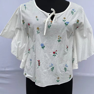 Bellamente diseñado 100% tela de algodón estampado escote en V estampado largo escote en V Vestido largo de salón para mujer - Product Image 1