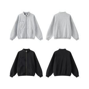 Pull-over surdimensionné de haute qualité vêtements de sport veste à glissière avec logo personnalisé avec capuche debout unisexe pour hommes femmes vente en gros - Product Image 2