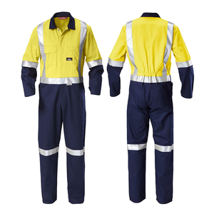 Men Flame Resistant Polyester Coverall Hi Vis Reflective Safety Workwear Industrial Protective Clothing FR Uniform ANSI - Product Image 1