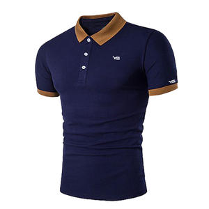 Hombres para Polos nuevo estilo de algodón de secado rápido transpirable cuello alto personalizable patrón sólido bordado barato al por mayor - Product Image 4