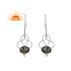 Pendientes colgantes de piedras preciosas de labradorita Natural de plata esterlina más vendidos Fabricante de joyería personalizada - Product Image 1