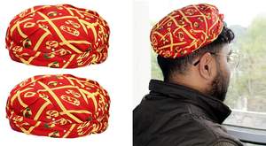 ชุดผ้าโพกหัว pagdi Topi Safa แบบดั้งเดิมของ rajasthani หลากสีสำหรับเด็กและผู้ใหญ่2ชิ้น - Product Image 6