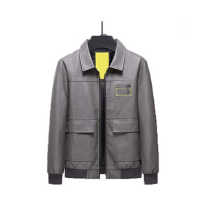 OEM chaqueta de cuero de vaca de alta calidad personalizada para hombre con piel de fax Lona de invierno al por mayor - Product Image 3