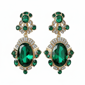 Pendientes Hechos a Mano con Hidro Verde en Múltiples Formas, Plata de Ley 925, Chapados en Oro de 18K, Joyería Fina para Mujer - Product Image 1