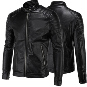 Wholesale Custom High Quality Outdoor <b>Mens</b> Leather <b>Jacket</b> Full Zipper Windbreaker Waterproof Leather <b>Jacket</b> <b>Mens</b> - Product Image 1