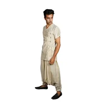 Ensemble Kurta en coton pour hommes |   Haut à manches courtes et pantalon dhoti |   Vêtements ethniques confortables et à séchage rapide |   Fête décontractée, festive, royale