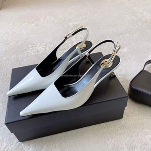 Tacones de Punta con Tira Trasera de Cuero Patentado GUERMANTES, Tacones Altos de 95 mm, Diseño Personalizado - Product Image 1